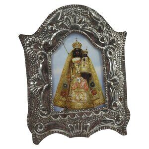 Out Lady of Einsiedeln Framed Black Madonna Silver Tone Metal Herrmann Von Point